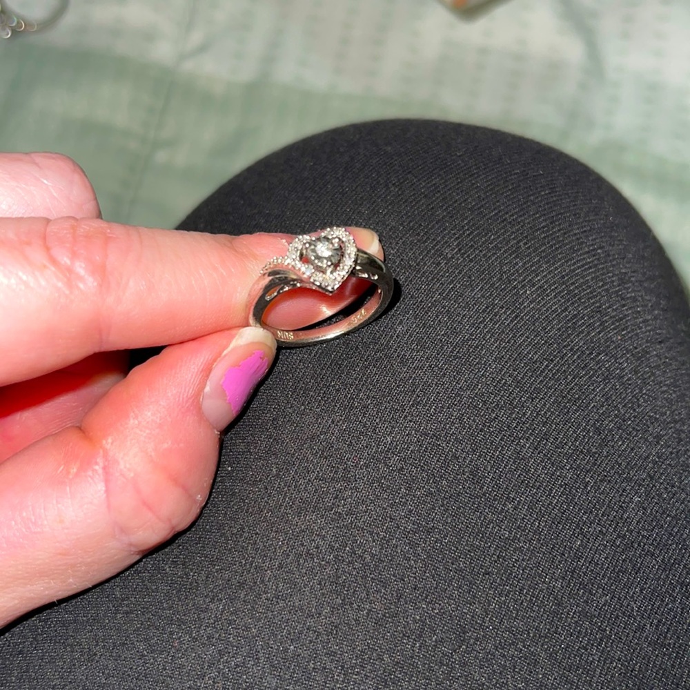 Size 6 sterling silver ring real diamonds